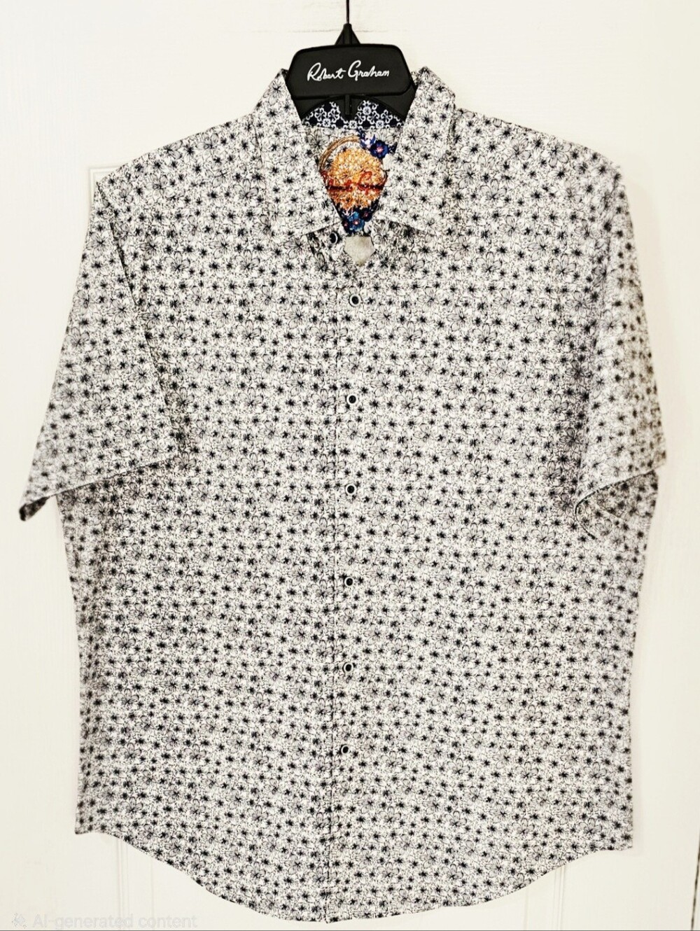 Robert Graham White and Black Short-Sleeve Button-Down Shirt